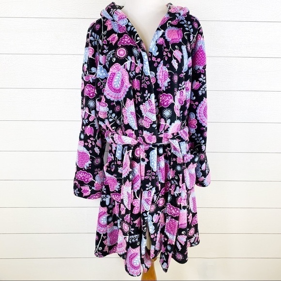Vera Bradley Hooded Fleece Bathrobe Robe Alpine Floral Cottagecore - Picture 2 of 11